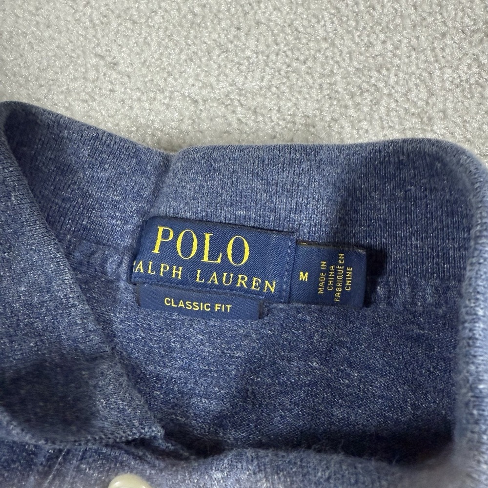 Polo Ralph Lauren Polo Shirt Mens Medium Blue Classic Fit Short Sleeve Pony Logo - Picture 4 of 5
